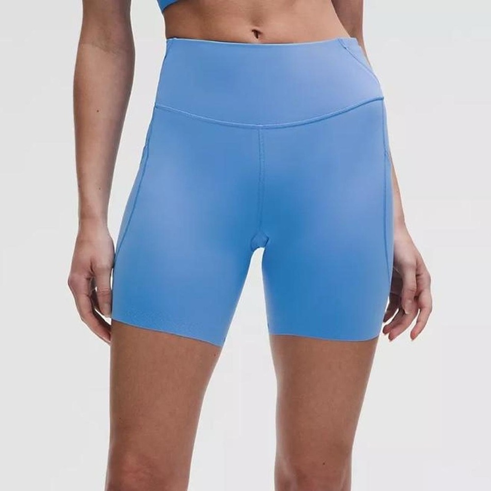 Lululemon Athletica Pool Party Blue Bike Shorts 6 inches